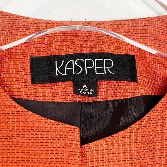 Kasper Tangerine Collarless Lined Blazer 6 - Picture 2 of 7